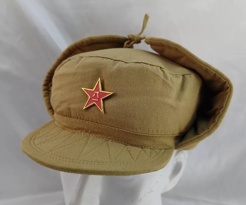 KOREAN WAR CHINESE ARMY SOLDIER M-1950 WINTER HAT COTTON EARMUFFS CAP SIZE M