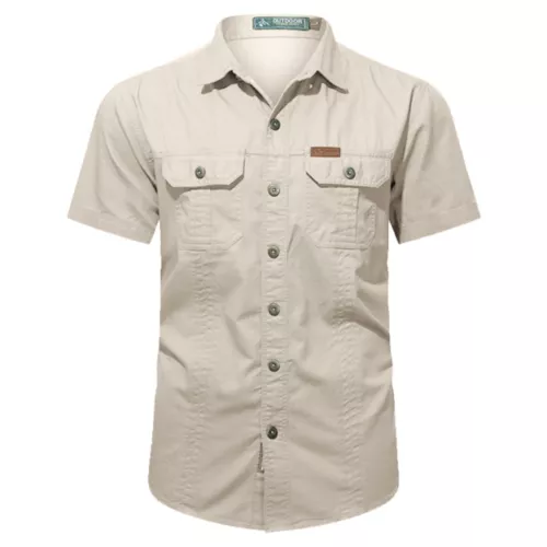 Hombres Camisas de Verano Camisas de Manga Corta Informales Camisa de Playa con Botones con Bolsillo - Imagen 28 de 54