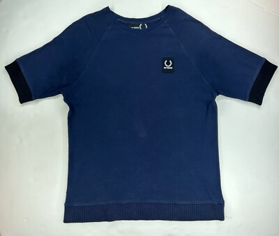 Raf Simons x Fred Perry , Raglan Ribbed Cuff Cotton Shirt in Navy L