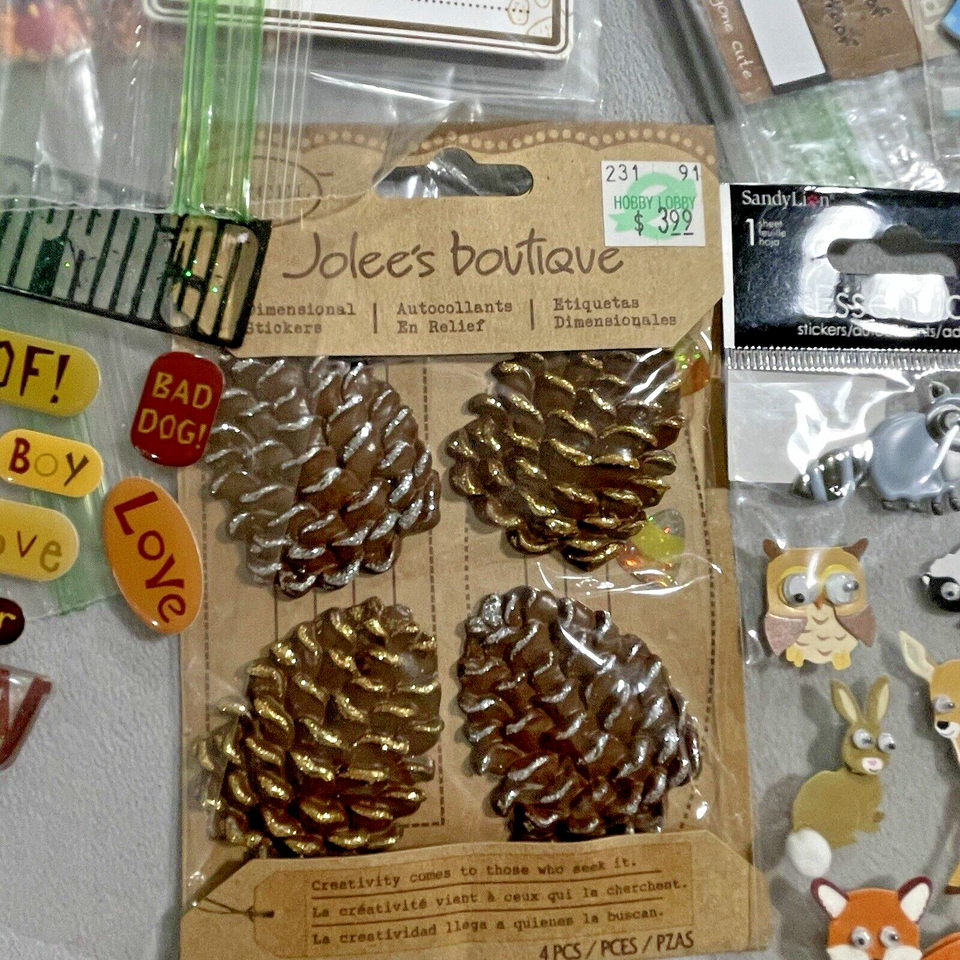 Scrapbooking Crafting Lot 3D Embellishments Stickers Fall Leaves Dog
