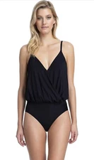 Gottex Women's Contour V-Neck Blouson One Piece Swimsuit Size 6 MSRP $158