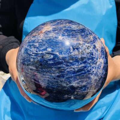 10.56LB Natural Beautiful  Blue Striped Ball Quartz Crystal Sphere Healing 1422