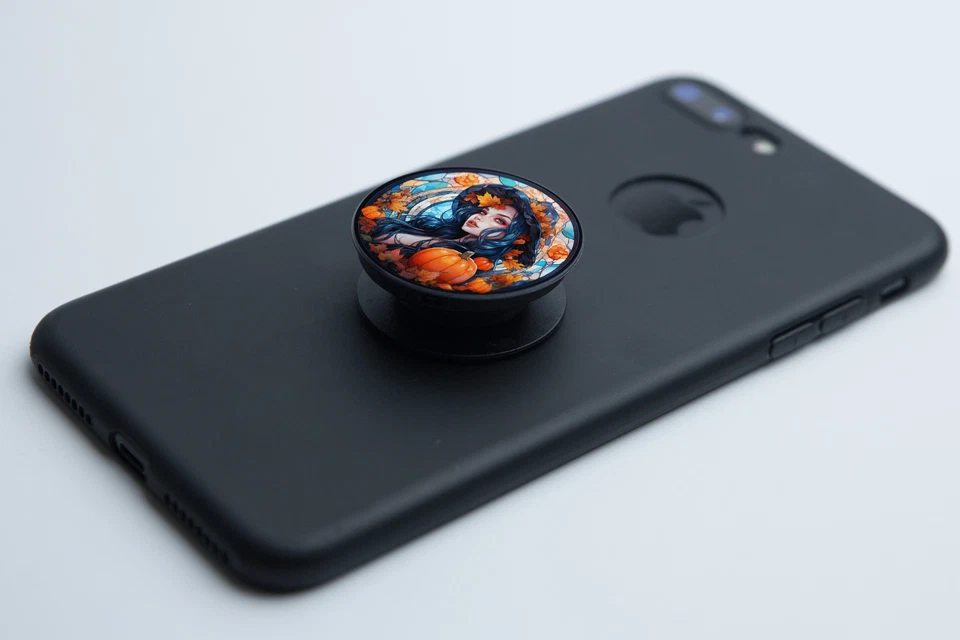 Fall Leaves and Halloween Pumpkins Women Pop Sockets for Phone Swappable PopGrip - Image 2 of 4