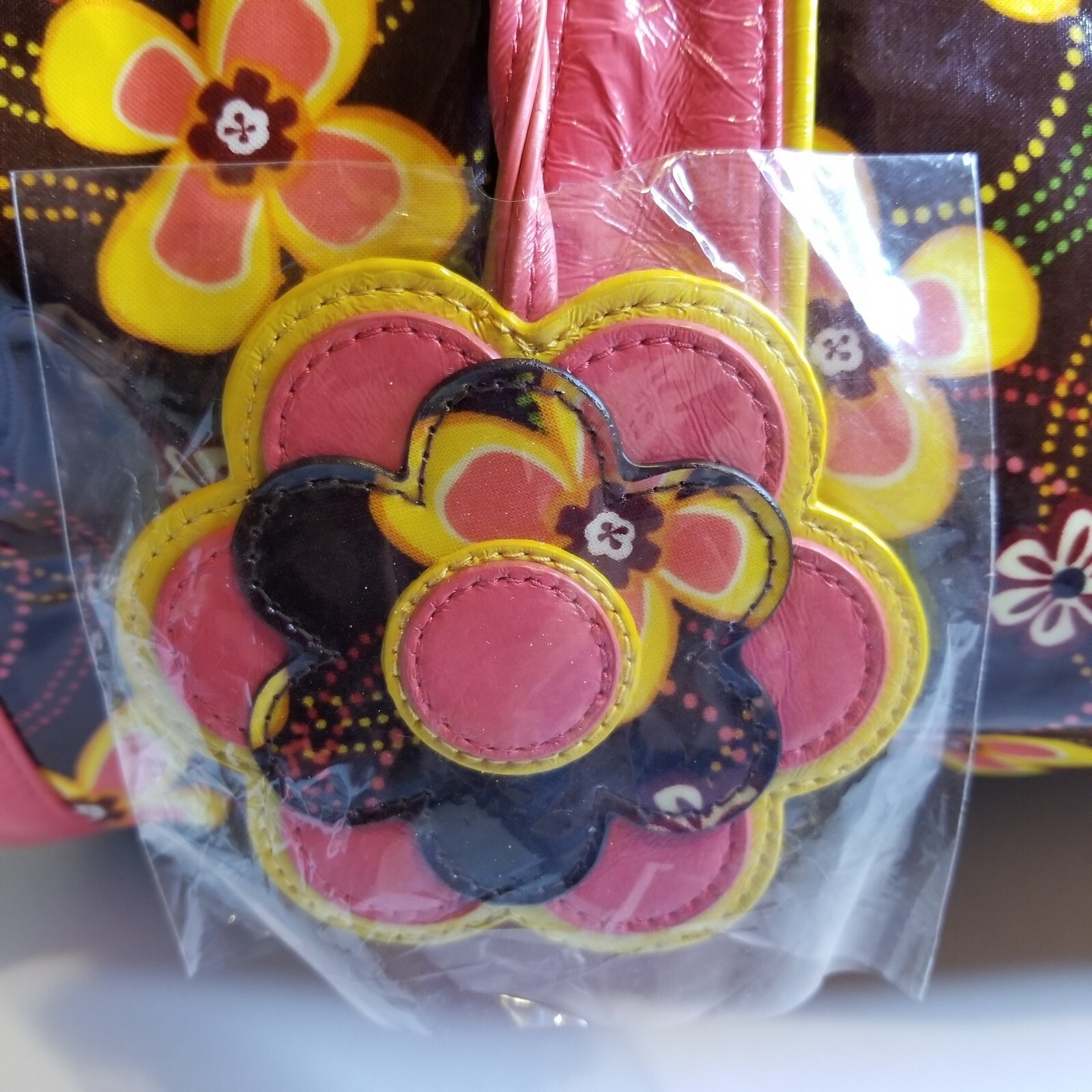 Vera Bradley Buttercup Vinyl Honor Roll Frill Duffel Bag w/Flower