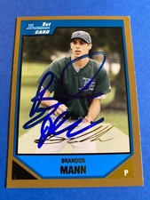 BRANDON MANN 2007 BOWMAN PROSPECTS GOLD AUTO IP SIGNED RAYS TEXAS RANGERS ROOKIE