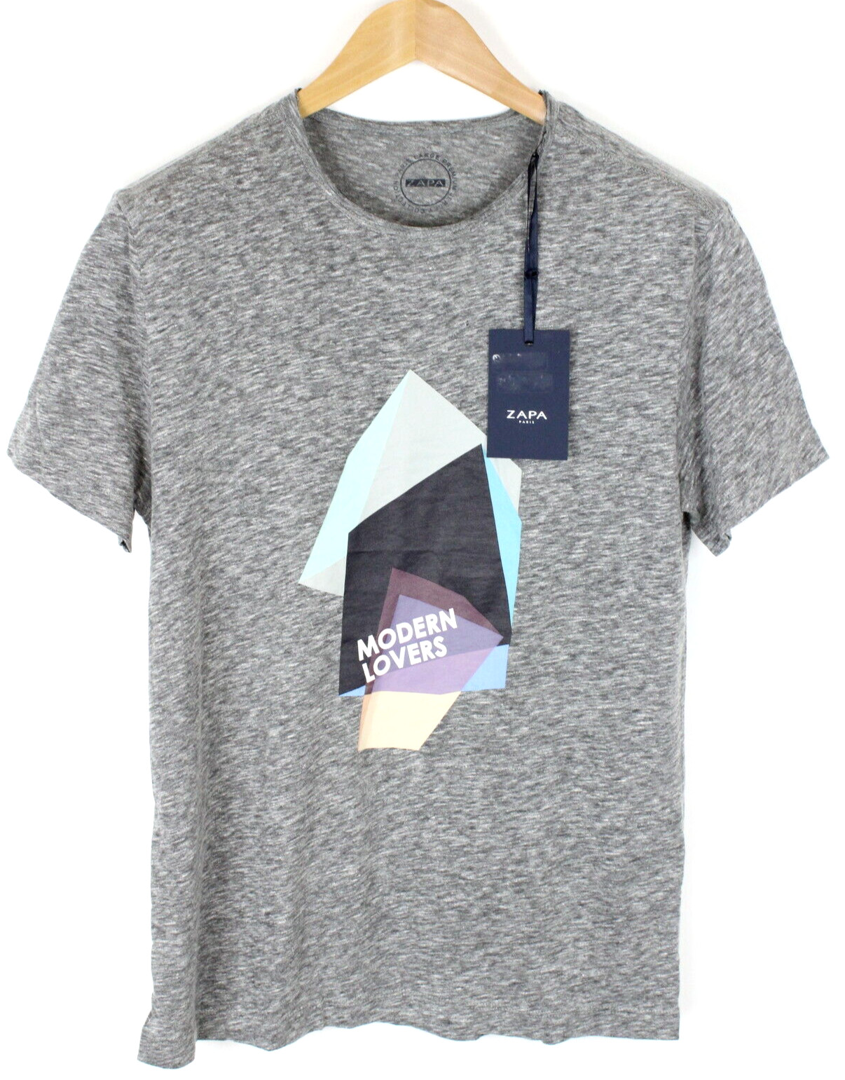 Zapa Modern Lovers Camiseta Hombre Grande Manga Corta Gris Melange Crew Cuello