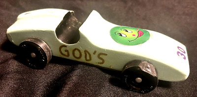 VTG Boy Scout Soap Box Pine Wood Handmade God's Ride Race Car Ferrari style