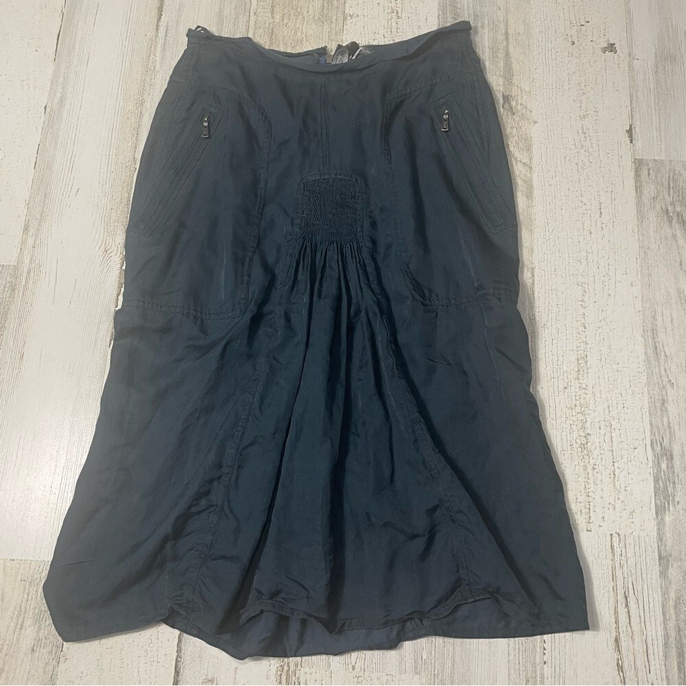 SAINT LAURENT Gonna YSL Yves St Laurent vintage blu increspato gonna con cerniera taglia 38 STIMATA