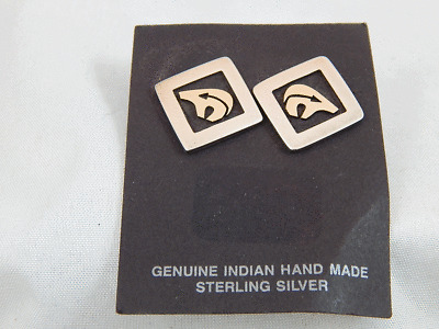 NATIVE AMERICAN HOPI - INDIAN Sterling & 14K earrings NATIVE AMERICAN HOPI - INDIAN Sterling & 14K earrings