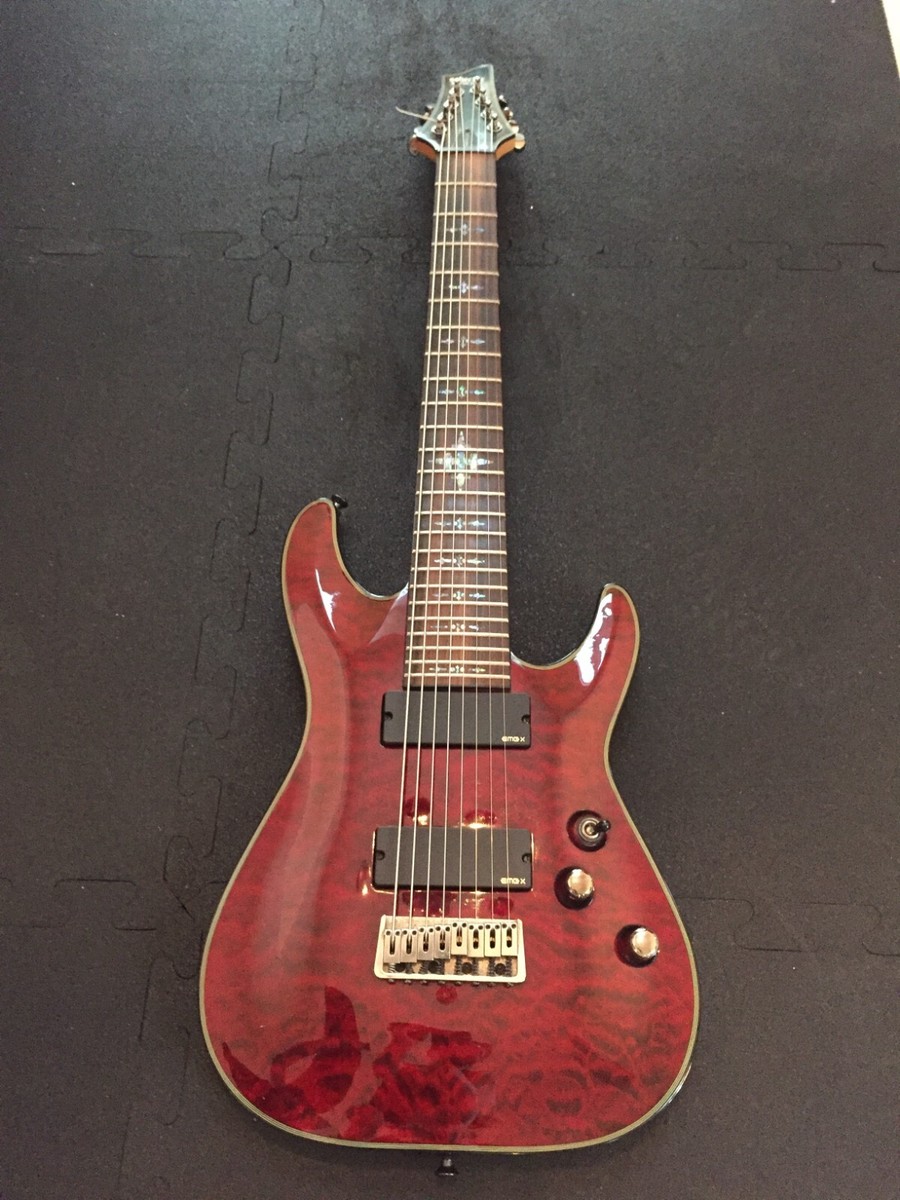 Schecter Damien Elite- 8 String Guitar - Crimson Red (EMG X
