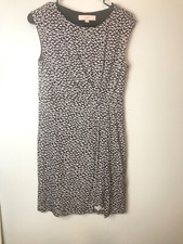 Ann Taylor LOFT Dress *Small Petite *Grey Floral Leaves Sleeveless #J