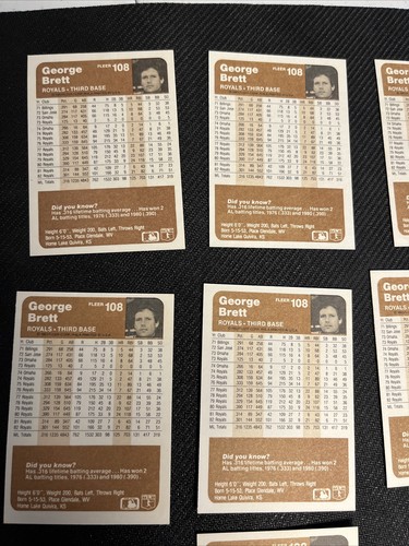 1983 Fleer Baseball George Brett #108 Lot Of 7 KC Royals HOF - Picture 7 of 9