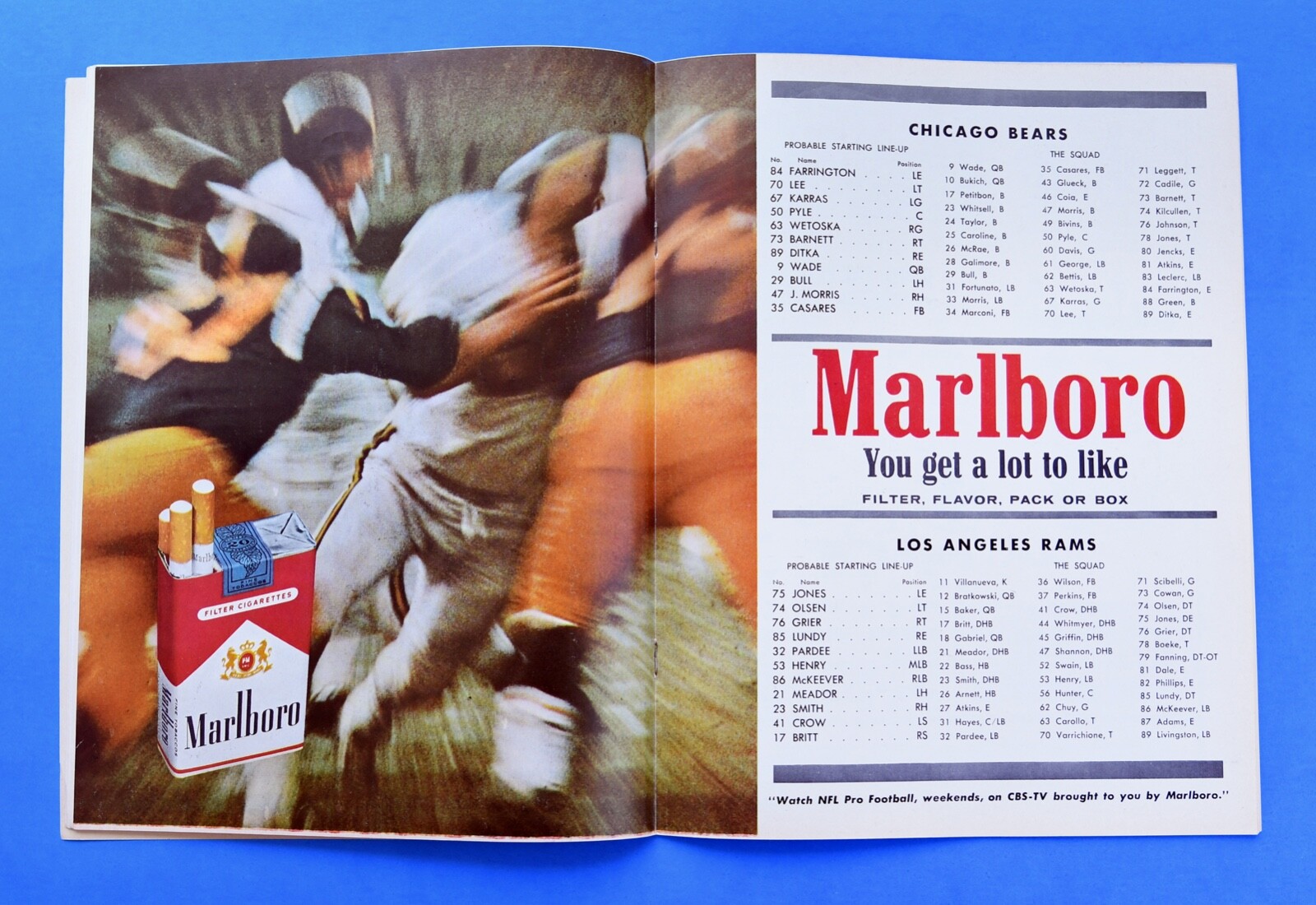 1963 Chicago Bears Program. Los Angeles Rams. Roman Gabriel. Mike Ditka ...