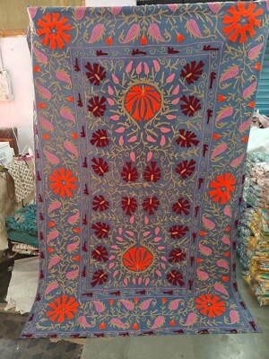 Indian Handmade Embroidery suzani bedcover | Uzbek suzani wall hanging throws
