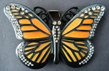 Orange Rhinestone Glitter Butterfly Butterflies Fashion Belt Buckle Buckles
