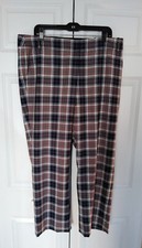 Tory Burch NWT women's pants in navy/brown multi-color plaid, Size 14, Orig $348