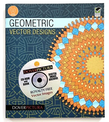 GEOMETRIC VECTOR DESIGNS Dover Pictura BOOK & CD-ROM with 220+ GRAPHICS Rare