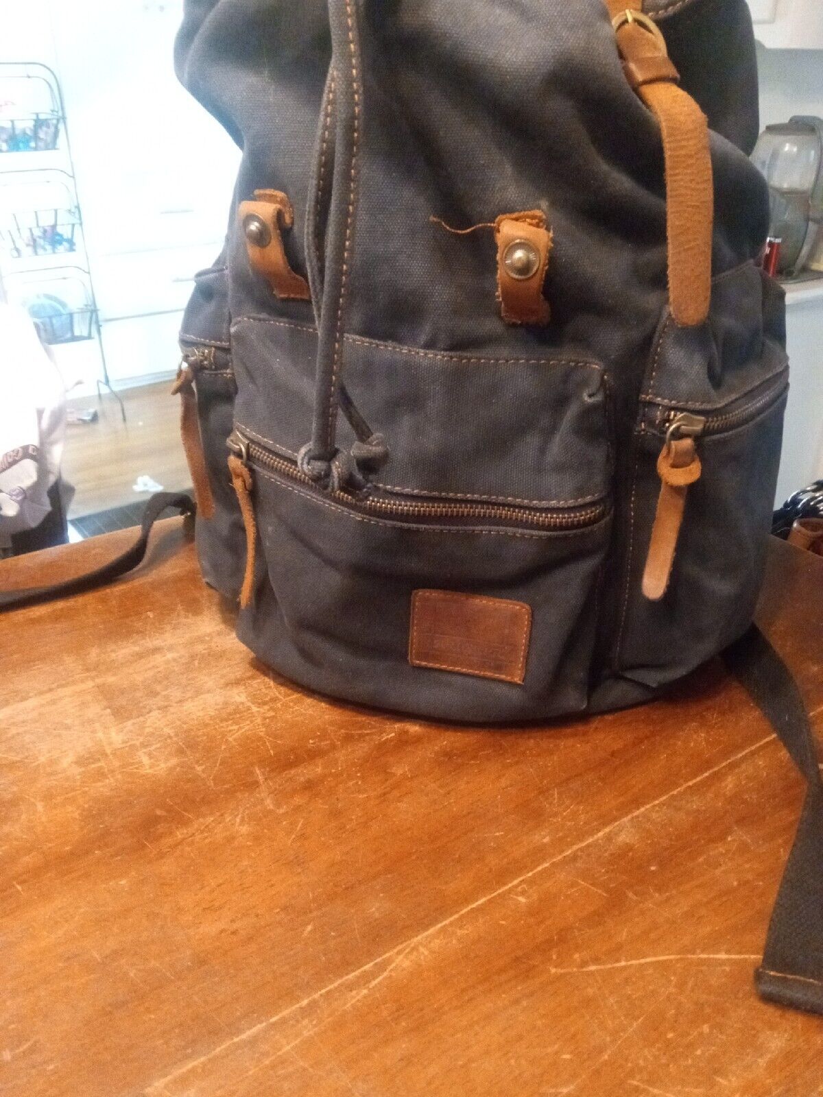 Augur Strauss & Co Jans Canvas Leather Backpack B… - image 14