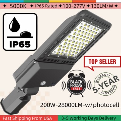 200W LED Parking Lot Lights Dusk to Dawn Photocell Shoebox Pole Lights Fixture