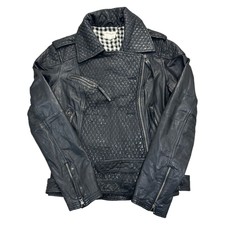 Wrangler Leather Biker Jacket Motorcycle Full Zip Retro Y2k Black Womens Xl