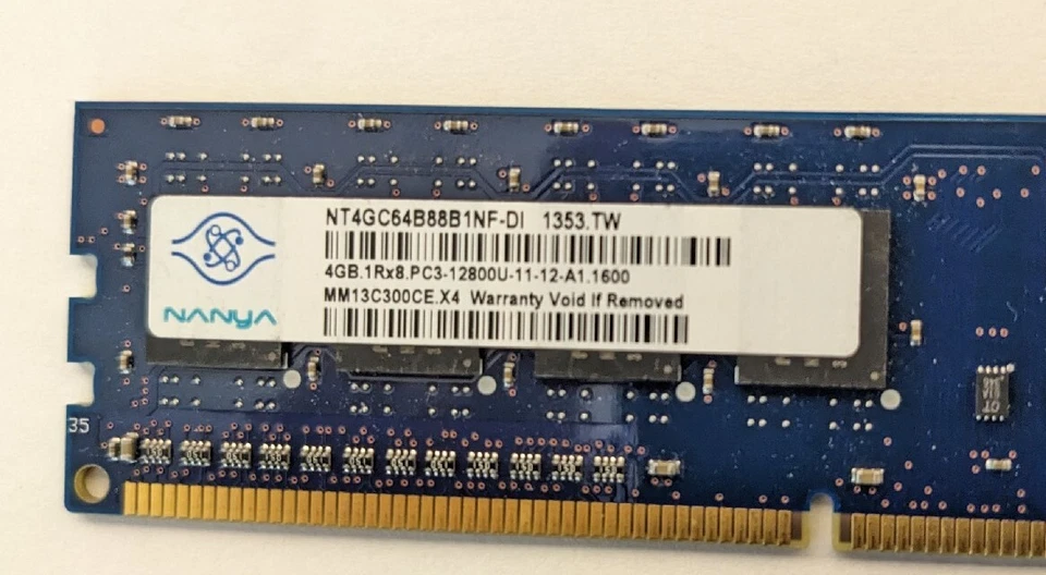 NANYA 4GB 1Rx8 PC3-12800U NT4GC64B88B1NF-DI Desktop RAM Memory - Image 2 of 2