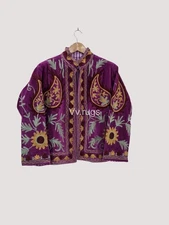 Festival Wear Handmade Suzani Embroidered Jacket Boho Ethnic Coat Colorful