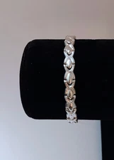 Italian Vintage 925 Sterling Silver Hugs And Kisses Bracelet Size 7 Inches