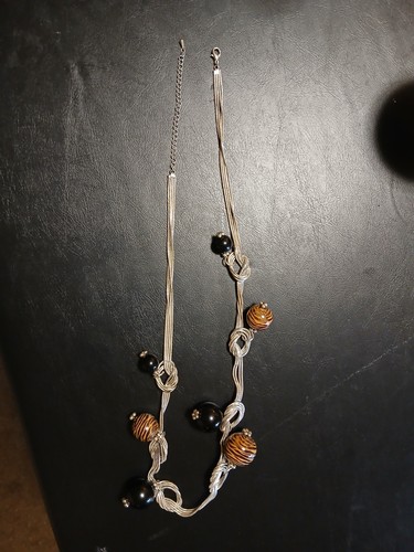 Vintage Black Brown Beaded 14 Inch Muti Layer Necklace