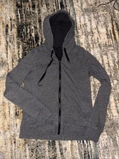 Lululemon Split Hoodie Full Zip Heathered Grey Sz8 French Terry Cotton