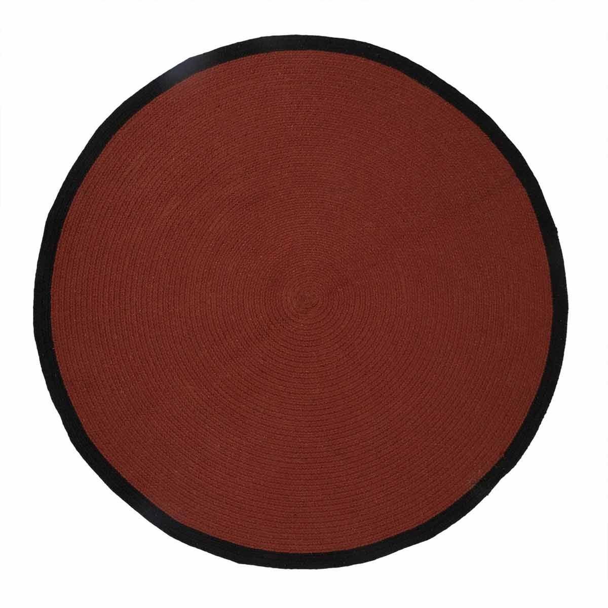 Tapis Rond Coton 120cm Bord Terracotta Anti-Poussière Entretien Facile