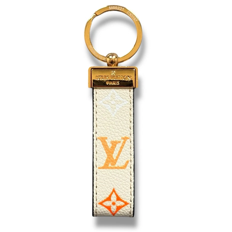 Louis Vuitton LV White Orange Monogram Dragonne Key Ring Keychain M65221 CX0197 - Image 2 of 4
