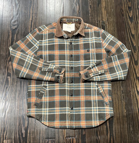 Koto Quilted Flannel Shirt Jacket Men’s Medium Plaid Green Cotton - Picture 1 of 6