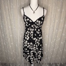 Vintage Morgan Taylor Floral Black Cream Opaque Slip Dress Size Large 38 Bust