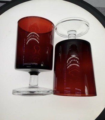 Vintage Luminarc Arcoroc Cavalier Ruby Red large wine glass.