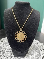 Vintage Queen Elizabeth II Coin Pendant Necklace | Scalloped Gold Tone Mount