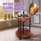 Antique Globe Bar Cabinet Cart Alcohol Drink Wine Serving Storage Trolley Stand