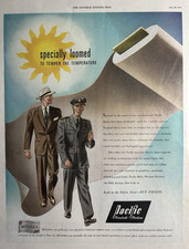 Pacific Mills Worsted Division Mohara Clothing Fabric Loomed VTG Print Ad 1945