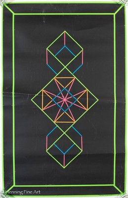 Killer Mid Century Neon Geometric Velvet Poster from The Third Eye 1967