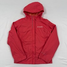 Columbia Girls Pink Omni Tech Hooded Rain Jacket Size Small 7/8 Waterproof