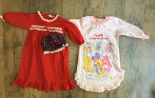 Vintage 1980  s Care Bears Nightgown And Christmas Nightgown With Cap Size 2