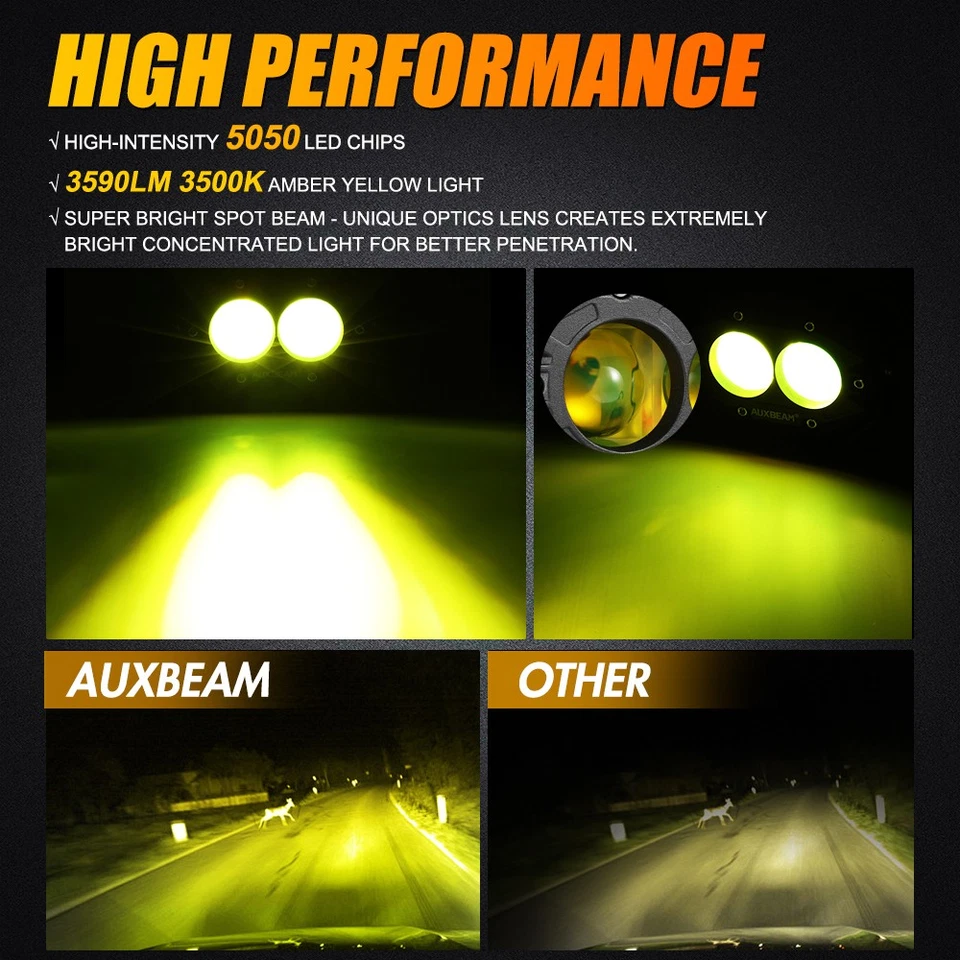 AUXBEAM 4" Faro Moto Foco LED Trabajo Conducción Luces Antiniebla Lámpara Foto 3 de 4
