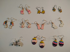 Easter Earrings 10 Pairs Bunny Eggs Chicks Basket Charms Lot pcs 1.00 each