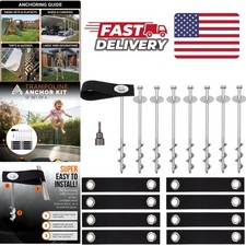 12 Inch Trampoline Anchor Kit Set of 8 with Straps Easy Installation Included