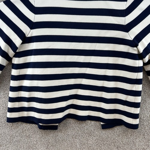 J'Envie Women's Sweater Cardigan Jacket Size Medium Blue White Striped - Picture 6 of 10