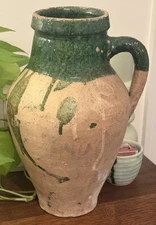 Vintage Antique Turkish Terracotta Olive Jar Jug-  Pottery Clay Pot 12"