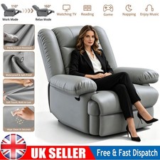 Ergonomic Recliner Sofa Chair PU Leather Armchair Lounger with Footrest, Grey