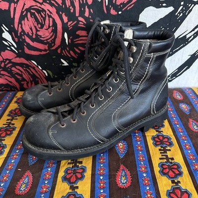 VTG Y2K 90s John Fluevog 7th Heaven Lace Up Black Boots Leather