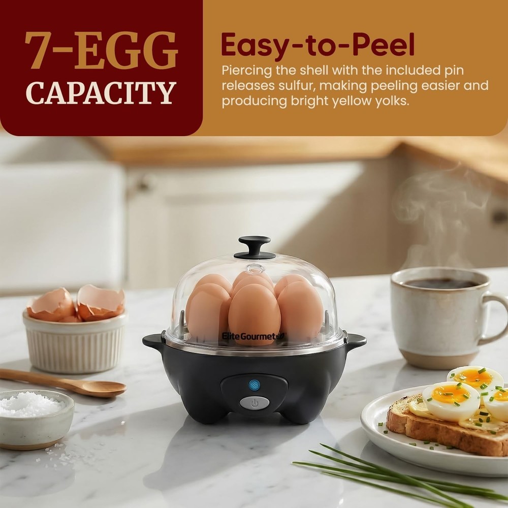Rapid Egg Cooker, 7 Easy-To-Peel, Hard, Medium, Soft Boiled Eggs, Poacher, Om...