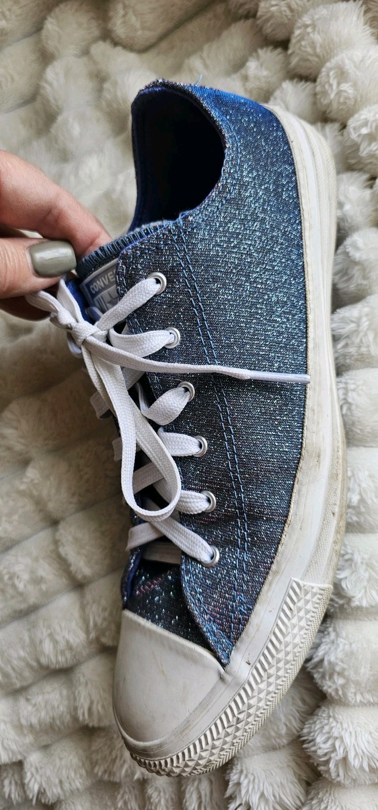 Converse All Star Women's Size 10M Blue Glitter Low Top Sneakers thumbnail 3