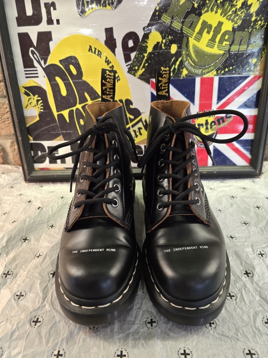 DR MARTENS 101 UB GOODHOOD BLACK WHITE SMOOTH LEATHER BOOTS SIZE 4